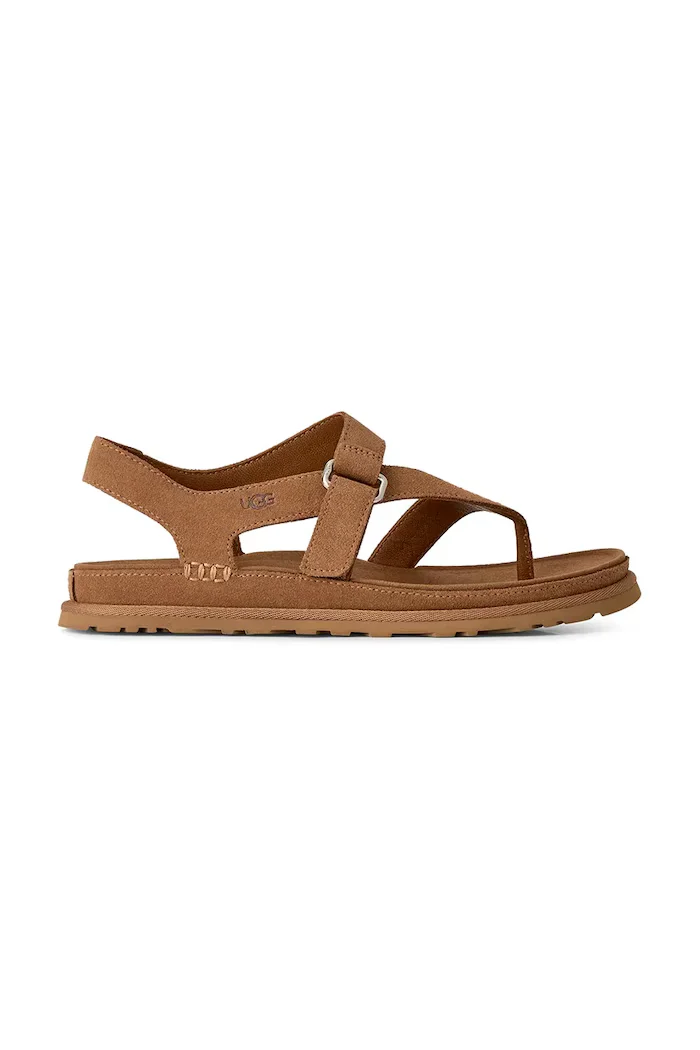 UGG Велурени сандали W Goldengaze Toe Post в кафяво 1175134.CHE