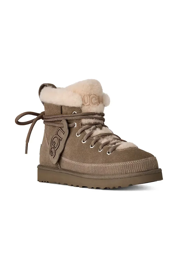 UGG W Classic Heritage Lace-Up дамски апрески от велур бежови 1180418.DDRG