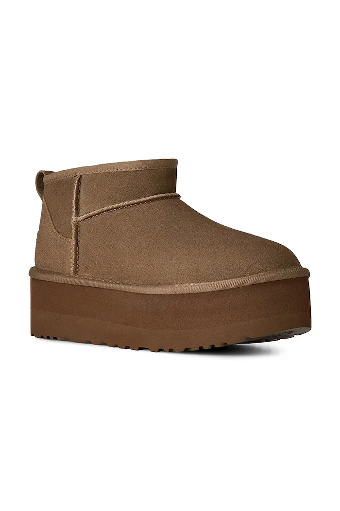 UGG W Classic Ultra Mini Platform апрески дамски от велур кафяви 1135092.LBNZ
