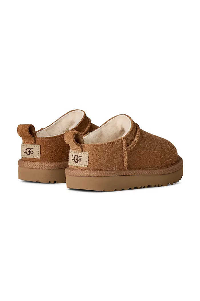 UGG зимни обувки за деца от велур CLASSIC MICRO кафяви 1174410T