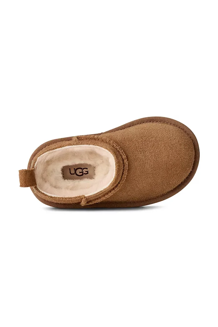 UGG зимни обувки за деца от велур CLASSIC MICRO кафяви 1174410T