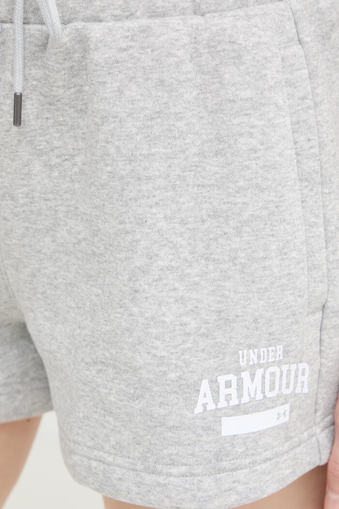Under Armour къс панталон тип анцуг дамски с памук Icon сив с висока талия 6010982