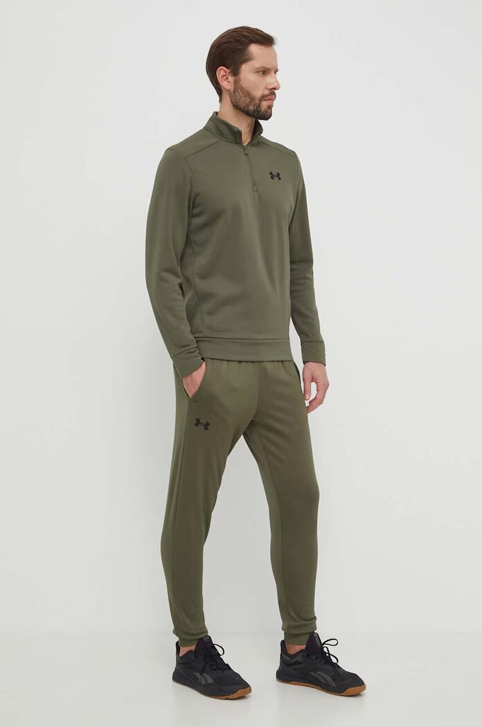 Under Armour Спортен панталон Fleece в зелено с изчистен дизайн