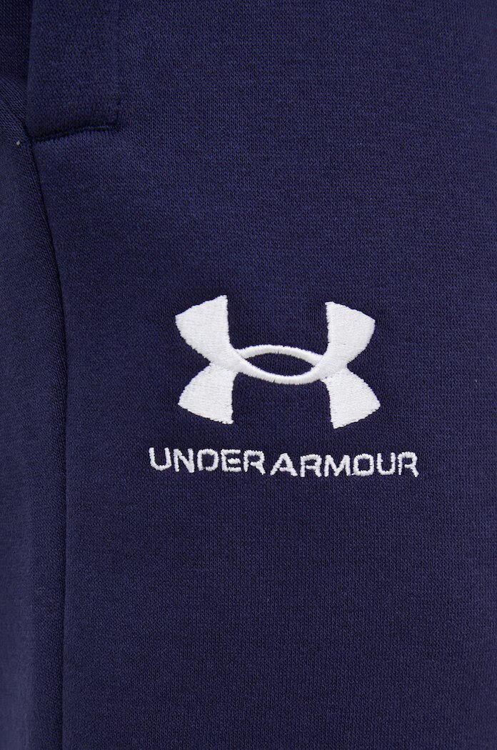 Under Armour спортен панталон мъжки с памук Essential Fleece тъмносин със стандартна талия 1373882