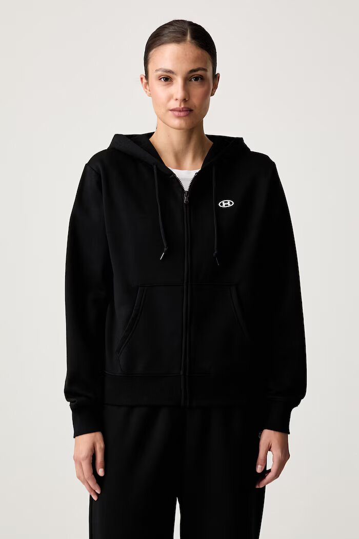 Under Armour суичър с цип дамски с памук Rival черен 6016556