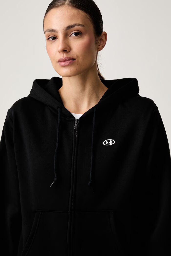 Under Armour суичър с цип дамски с памук Rival черен 6016556