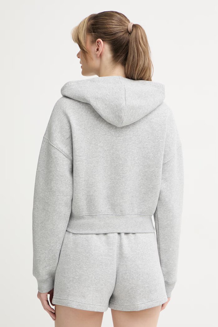 Under Armour суичър с цип и качулка дамски с памук Icon сив 6010978