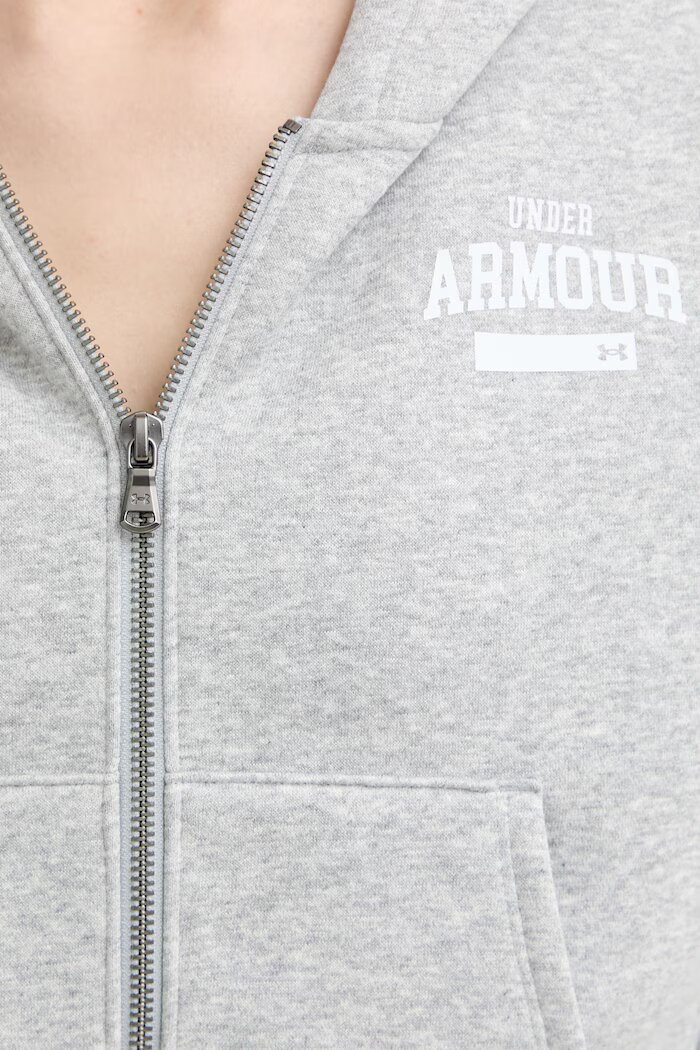 Under Armour суичър с цип и качулка дамски с памук Icon сив 6010978