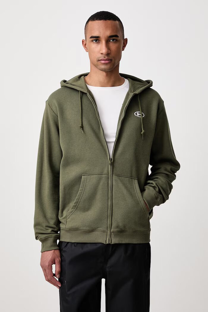 Under Armour суичър с цип и качулка мъжки с памук Rival зелен 6013451