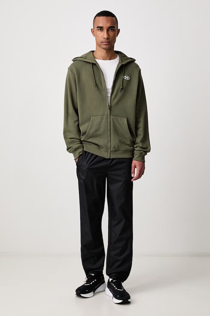 Under Armour суичър с цип и качулка мъжки с памук Rival зелен 6013451