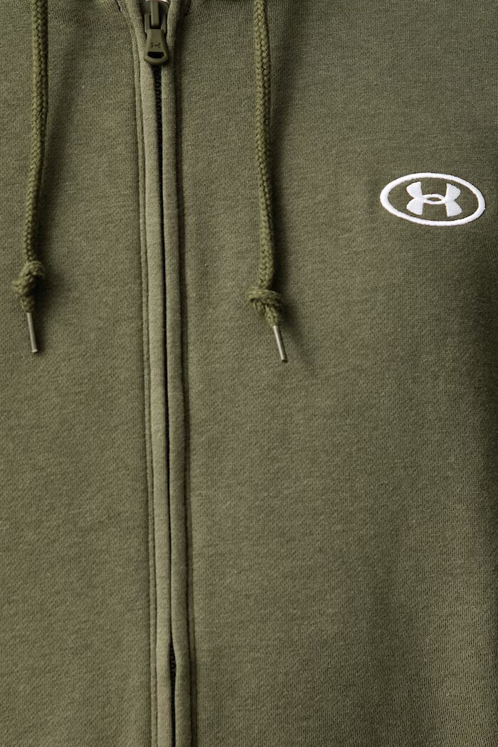 Under Armour суичър с цип и качулка мъжки с памук Rival зелен 6013451