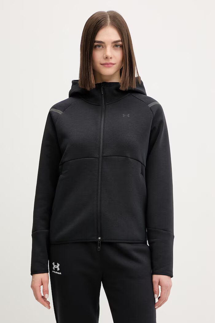 Under Armour Суичър Unstoppable Flc в черно с качулка с изчистен дизайн 1379842