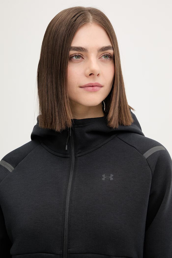 Under Armour Суичър Unstoppable Flc в черно с качулка с изчистен дизайн 1379842