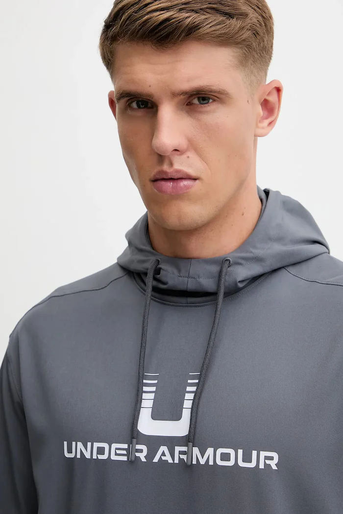Under Armour Суичър Unstoppable мъжки в сиво с качулка с принт 6003864