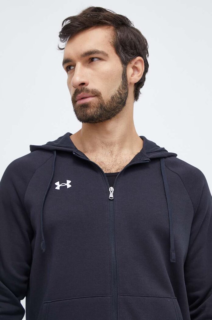 Under Armour Суичър в черно с качулка с изчистен дизайн
