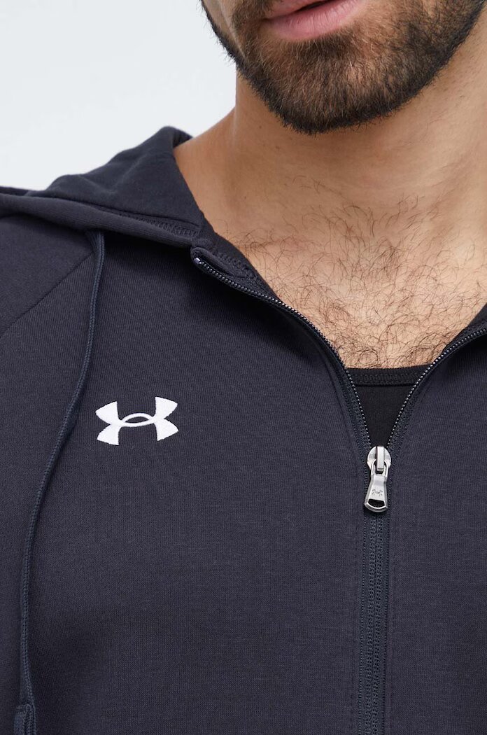Under Armour Суичър в черно с качулка с изчистен дизайн