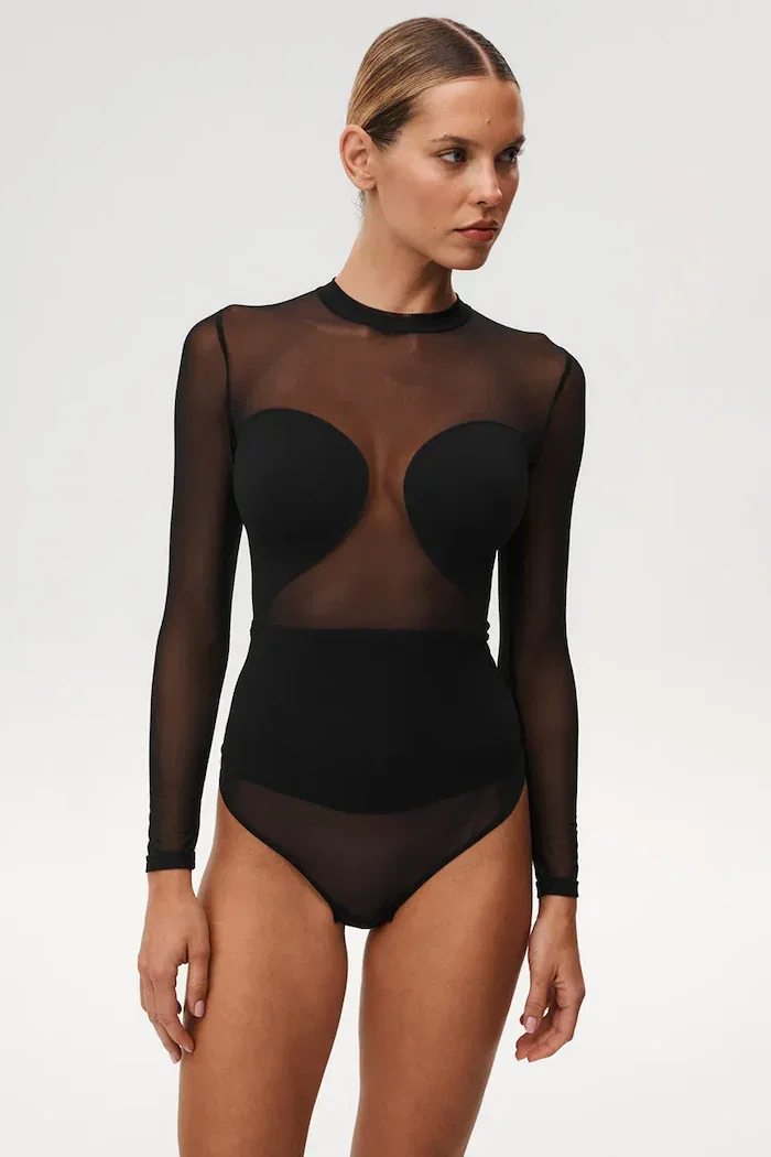 Undress code Боди All-Nighter Bodysuit в черно с изчистен дизайн 833