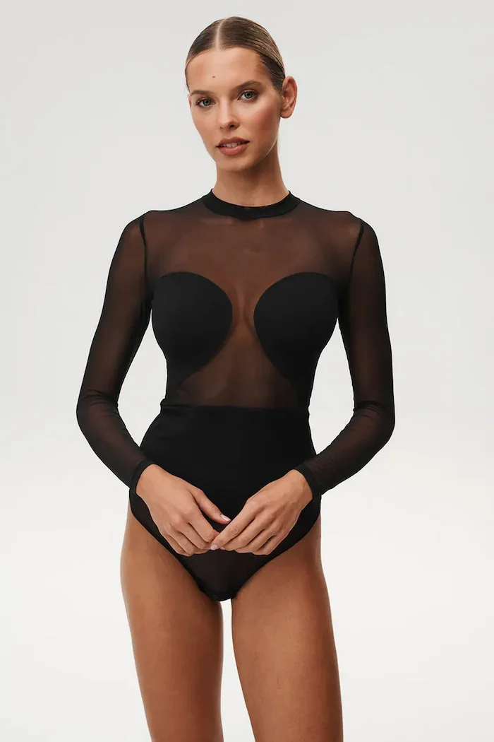 Undress code Боди All-Nighter Bodysuit в черно с изчистен дизайн 833