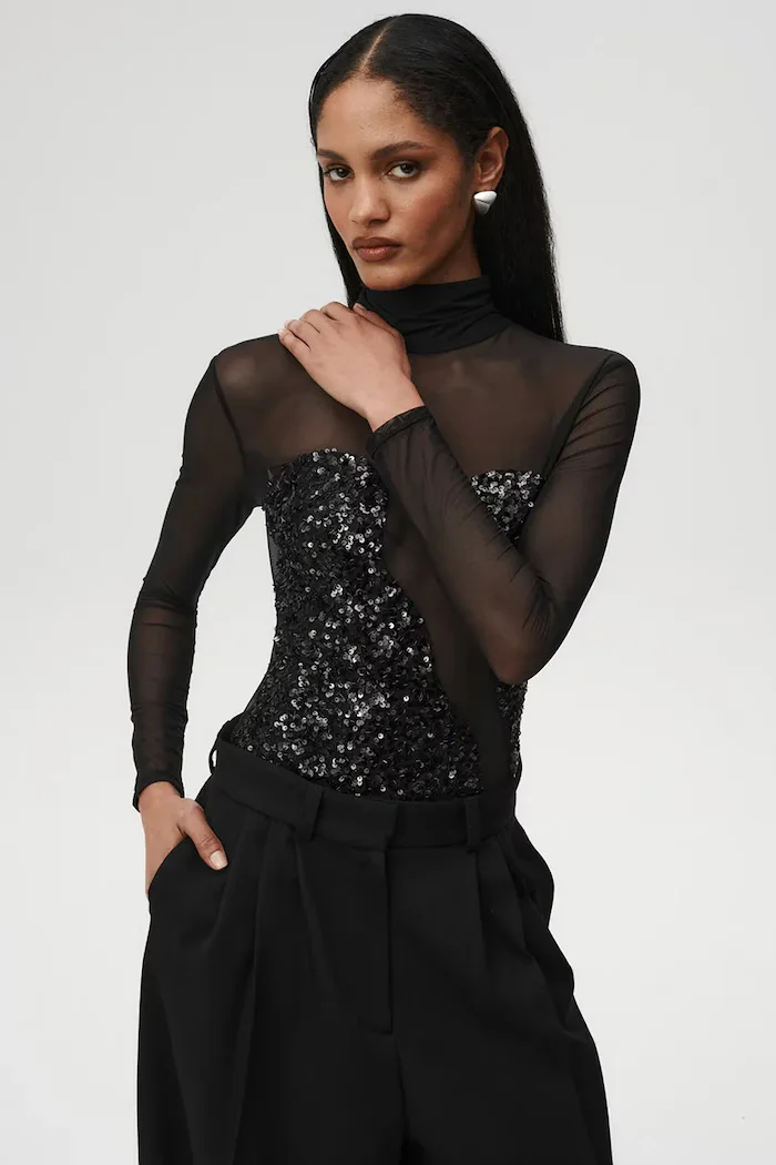 Undress code боди дамско Fine Jewel Bodysuit Thong черно 1303