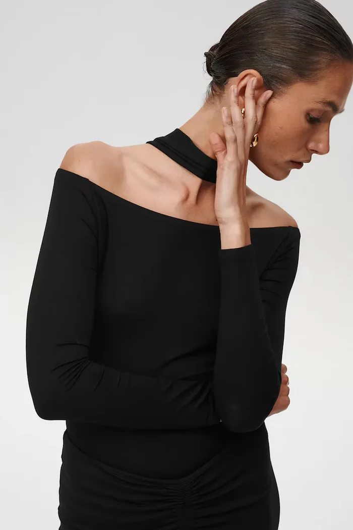Undress code Боди Drunk in Love Bodysuit в черно с изчистен дизайн 820