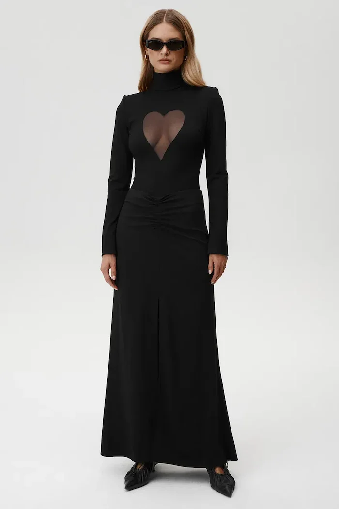 Undress code Боди Heart Out Bodysuit Classic в черно с изчистен дизайн 840