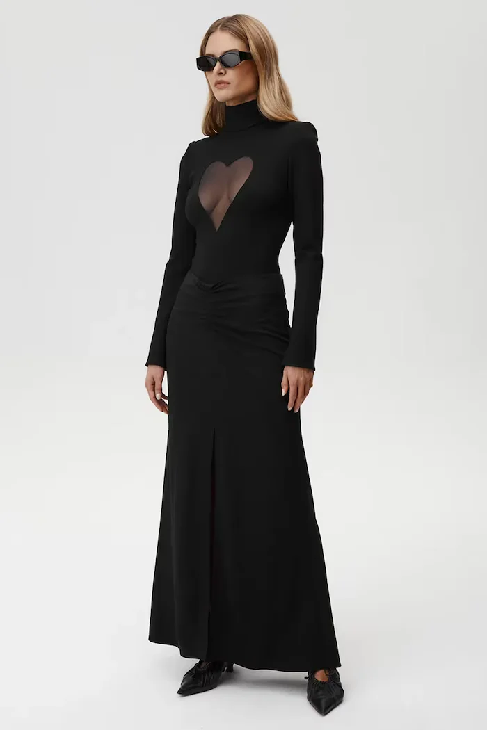 Undress code Боди Heart Out Bodysuit Classic в черно с изчистен дизайн 840