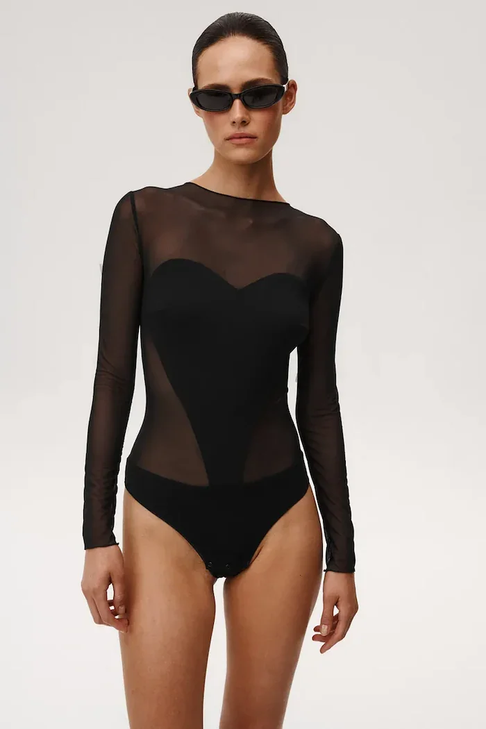 Undress code Боди Soulmate Bodysuit в черно с изчистен дизайн 1126