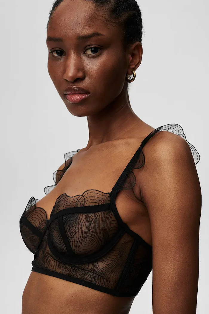 Undress code Сутиен 581 Bliss Bra Black в черно от полупрозрачна материя с десен