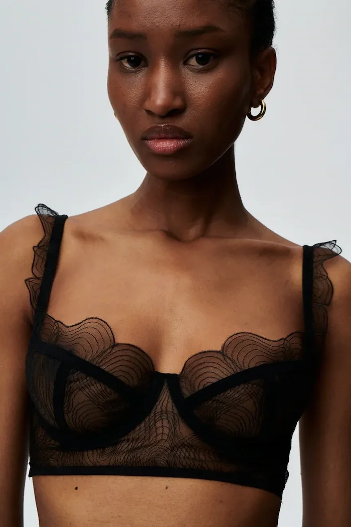 Undress code Сутиен 581 Bliss Bra Black в черно от полупрозрачна материя с десен