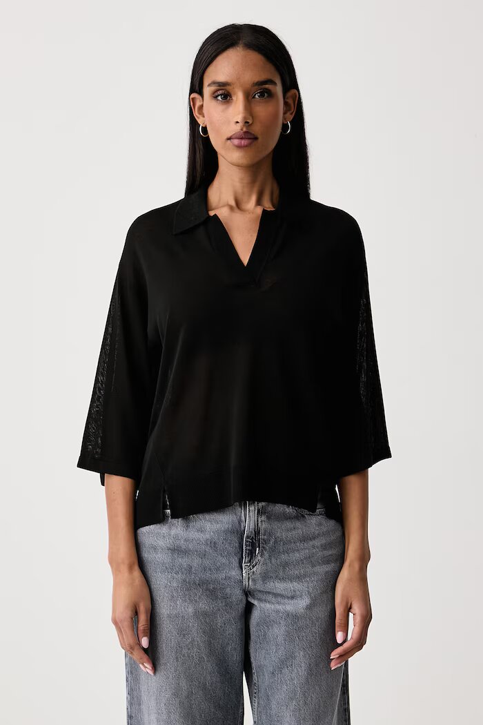 United Colors of Benetton блуза дамска с вискоза черна 13I8D301P