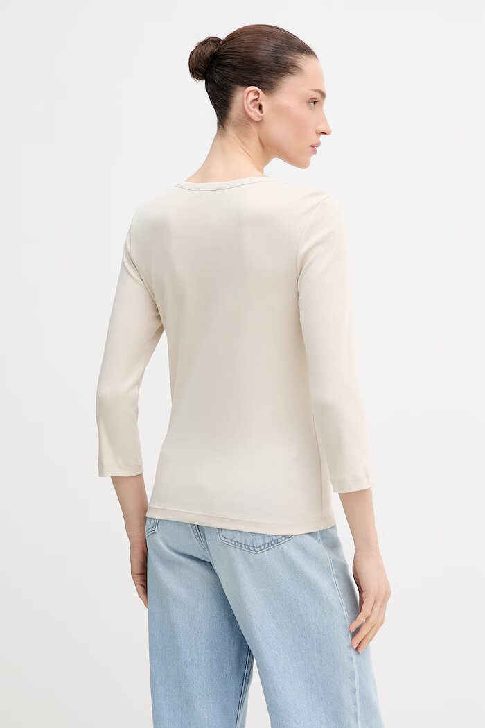 United Colors of Benetton блуза с дълги ръкави дамска от памук бежова 3GA8D10C4