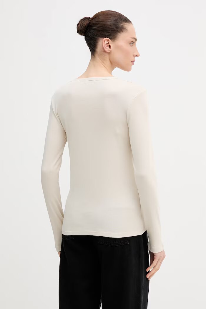 United Colors of Benetton блуза с дълги ръкави дамска от памук бежова 3GA8E16G0