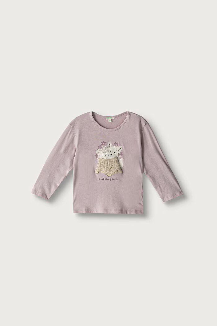 United Colors of Benetton блуза с дълги ръкави за бебе от памук розова 3ATNA107H