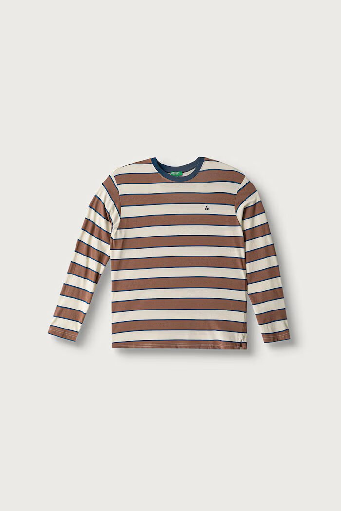 United Colors of Benetton блуза с дълги ръкави за деца от памук бежова 35NUC10UH