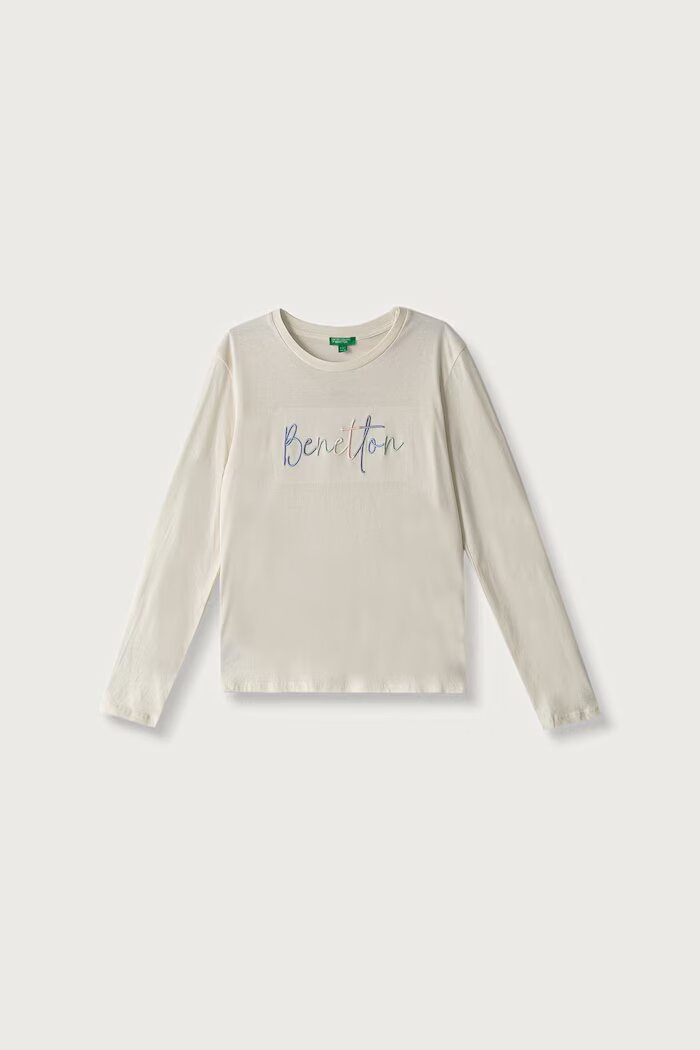 United Colors of Benetton блуза с дълги ръкави за деца от памук бежова 3ATNC10U8