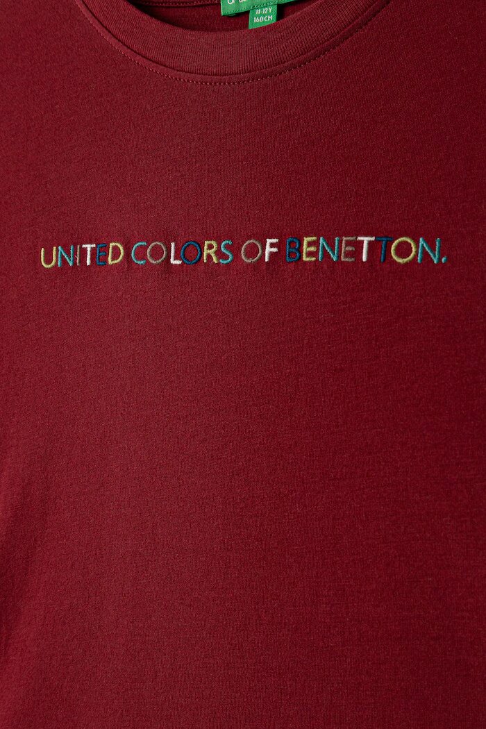 United Colors of Benetton блуза с дълги ръкави за деца от памук бордо 3ATNC10UD