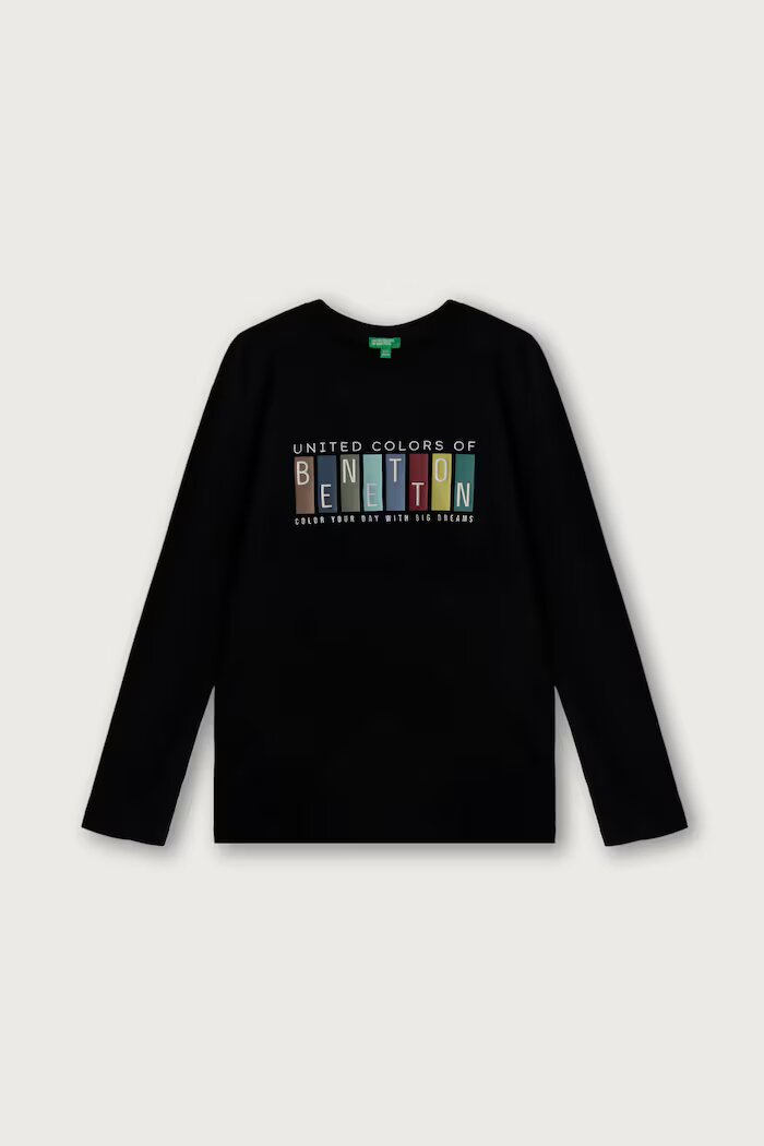 United Colors of Benetton блуза с дълги ръкави за деца от памук черна 3ATNC10UD