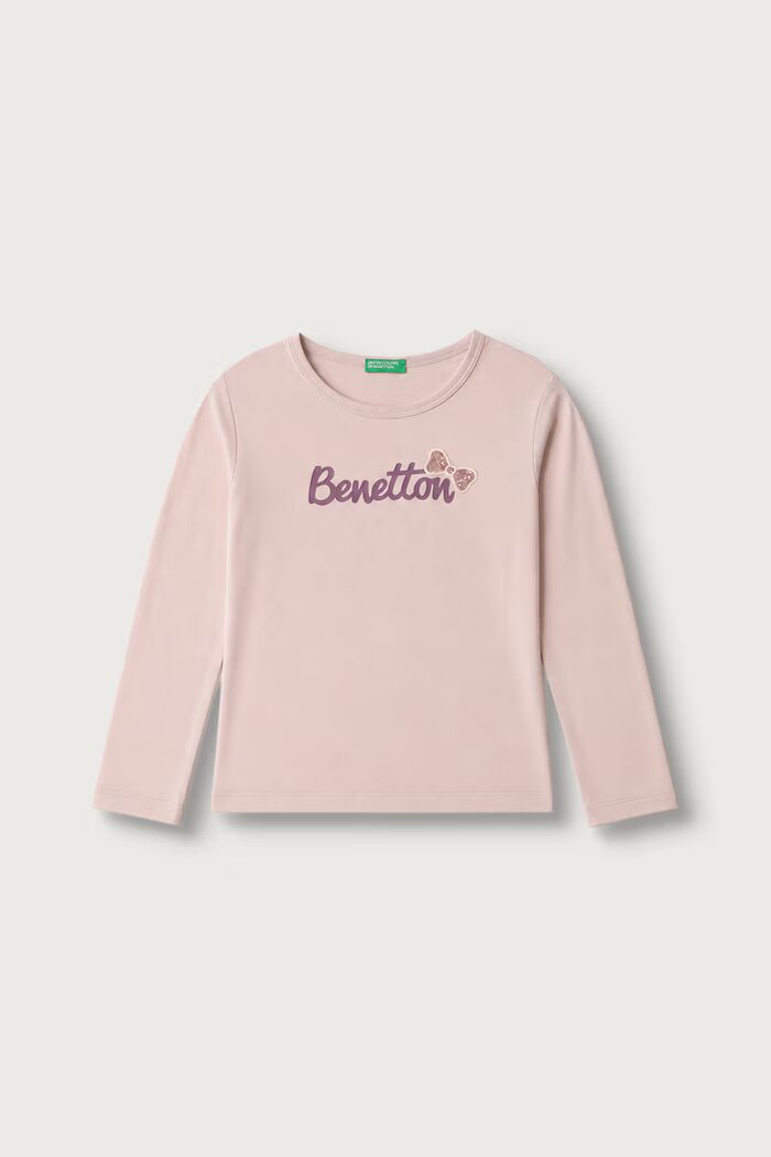 United Colors of Benetton блуза с дълги ръкави за деца от памук розова 3ATNG10GI