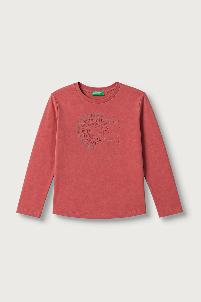 United Colors of Benetton блуза с дълги ръкави за деца от памук розова 3I1XG10FH