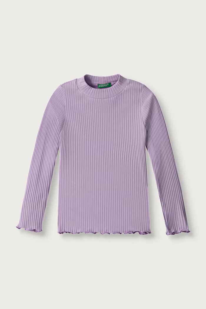 United Colors of Benetton блуза с дълги ръкави за деца от памук с еластан виолетова 3F1AG200S
