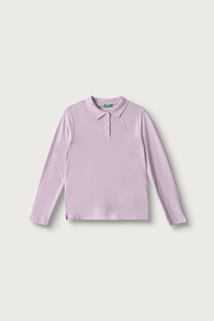 United Colors of Benetton блуза с дълги ръкави за деца от памук с еластан виолетова 3WG9C300X