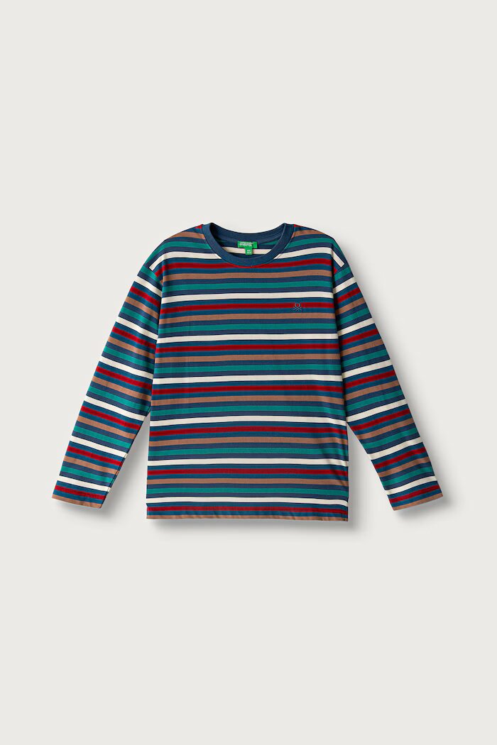 United Colors of Benetton блуза с дълги ръкави за деца от памук тъмносиня 35NUC10UH