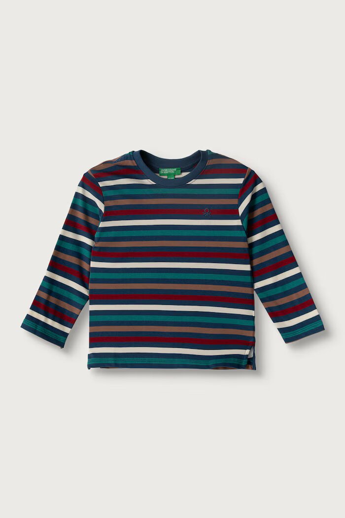 United Colors of Benetton блуза с дълги ръкави за деца от памук тъмносиня 35NUG10NO