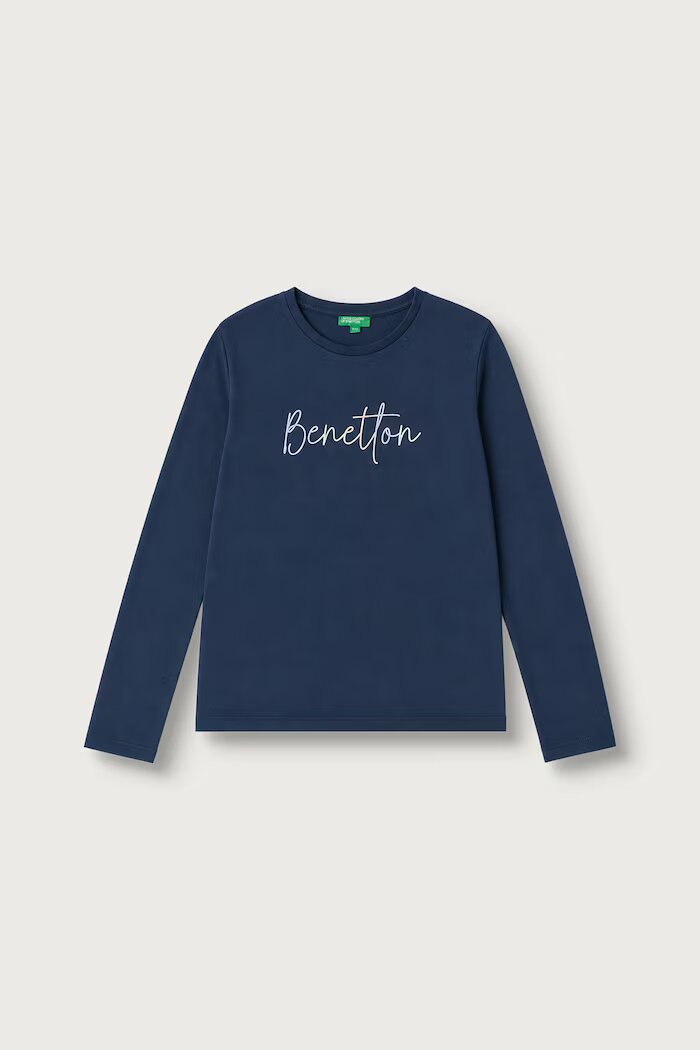 United Colors of Benetton блуза с дълги ръкави за деца от памук тъмносиня 3ATNC10U8
