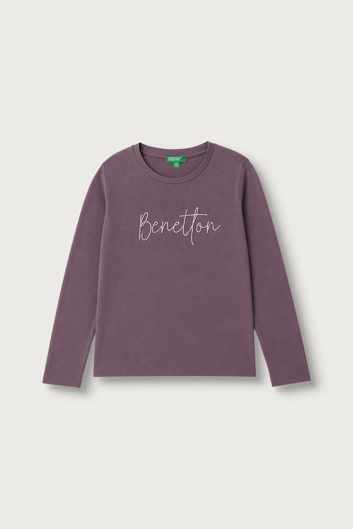 United Colors of Benetton блуза с дълги ръкави за деца от памук виолетова 3ATNC10U8