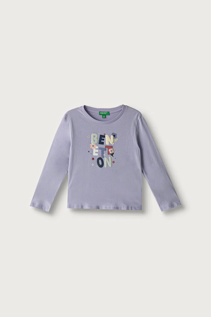 United Colors of Benetton блуза с дълги ръкави за деца от памук виолетова 3ATNG10NI