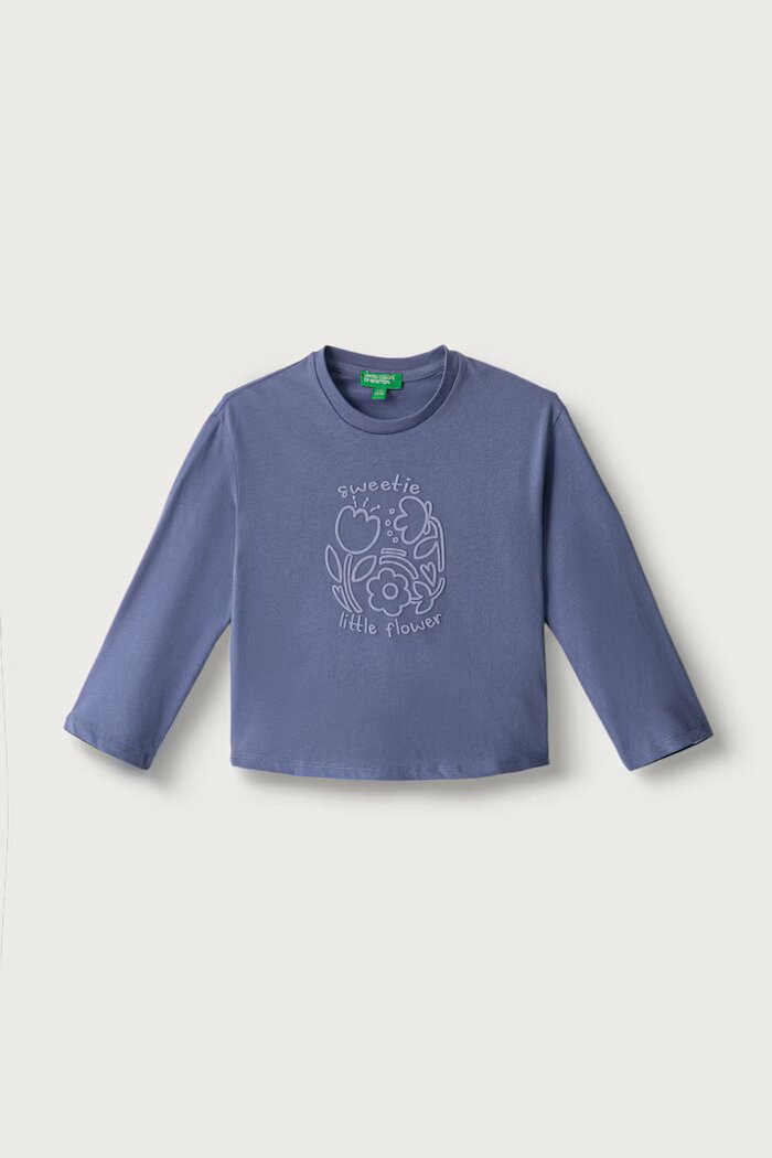 United Colors of Benetton блуза с дълги ръкави за деца от памук виолетова 3ATNG10NN
