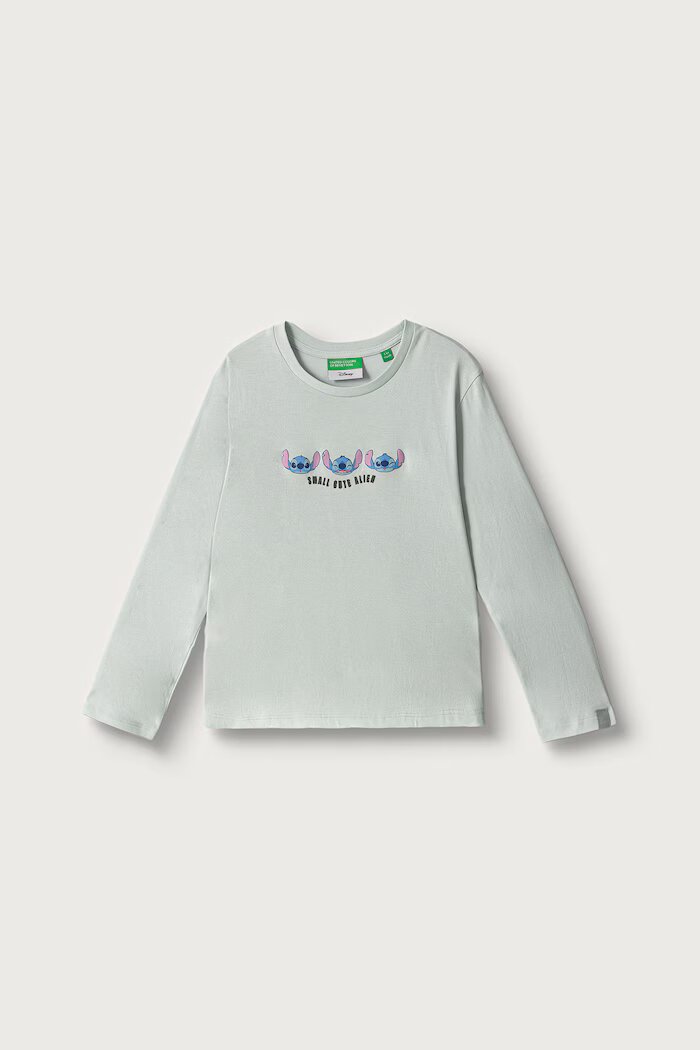 United Colors of Benetton блуза с дълги ръкави за деца от памук зелена 3I1XG10ND