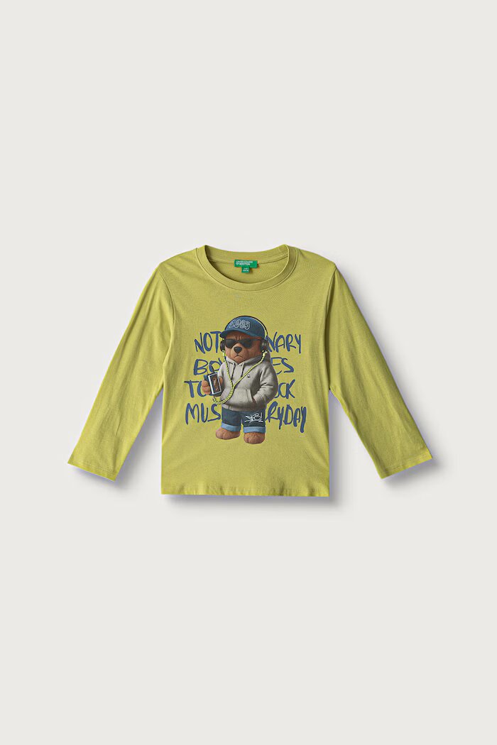 United Colors of Benetton блуза с дълги ръкави за деца от памук зелена 3I1XG10NL