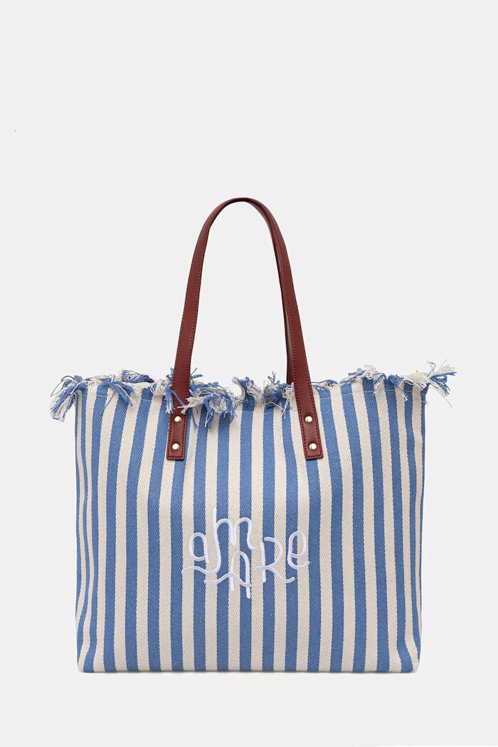 United Colors of Benetton чанта tote дамска от памук синя 6O4LVY02N